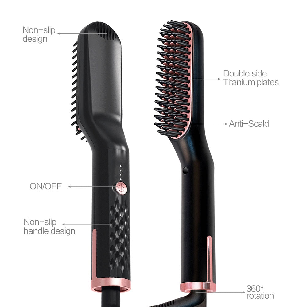 Multifunctional Beard and Hair Straightener Brush - TRNDSETR