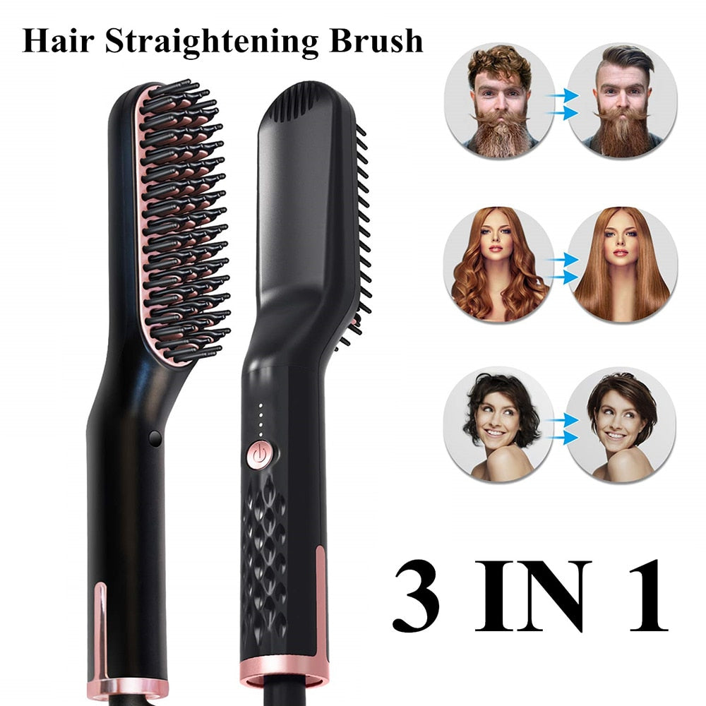 Multifunctional Beard and Hair Straightener Brush - TRNDSETR